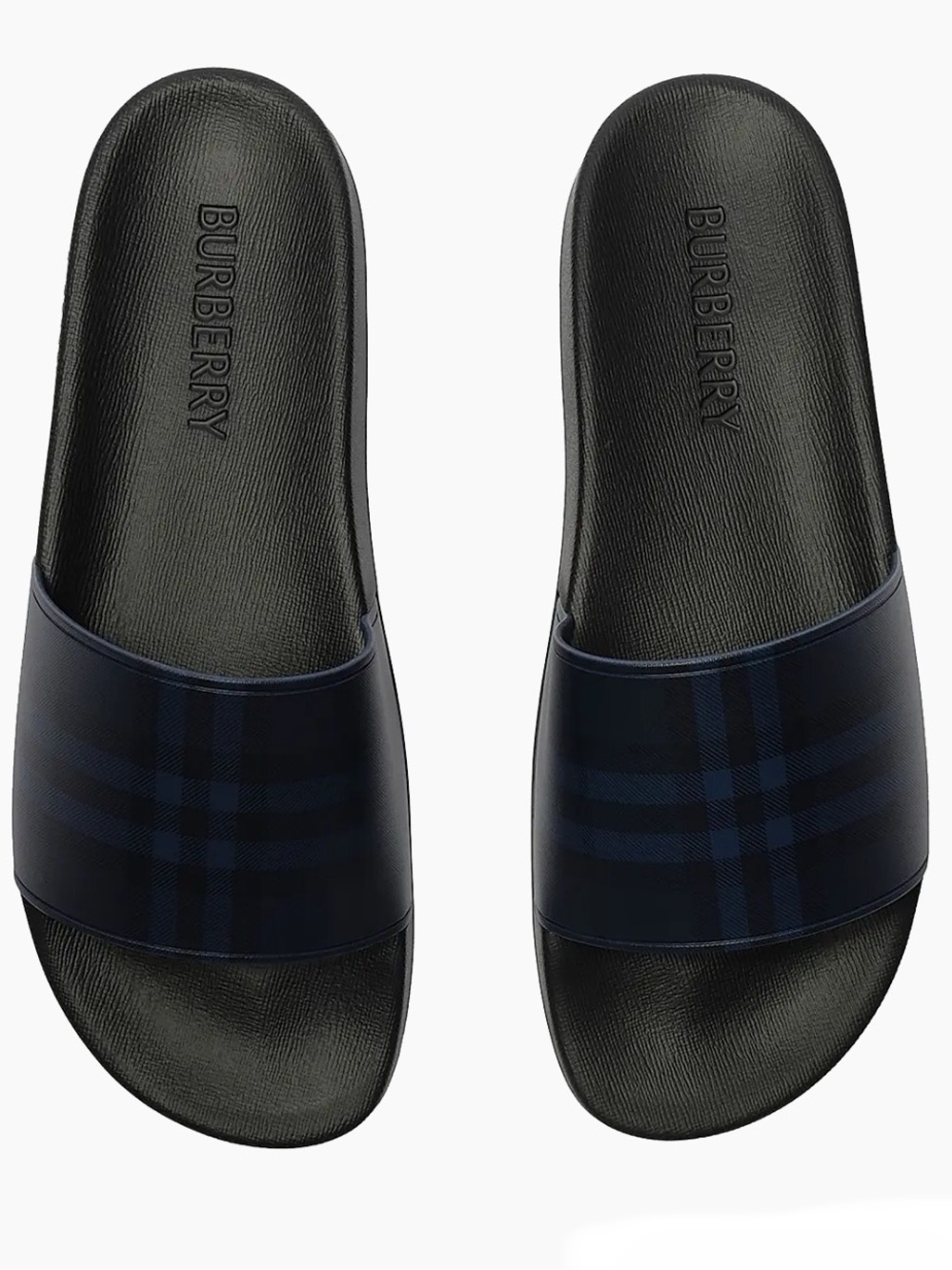 Burberry Midnight Navy Check Slide Sandals (unisex) - Picture 10 of 11